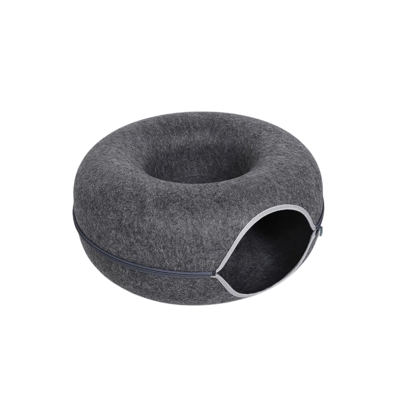 2-in-1 Cozy Donut Cat Bed & Play Tunnel